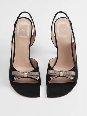 Dior Bow Heeled Slingback Sandal